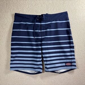 Vineyard Vines Men’s Board Shorts Size 34 Navy Blue Striped Summer Classic Swim